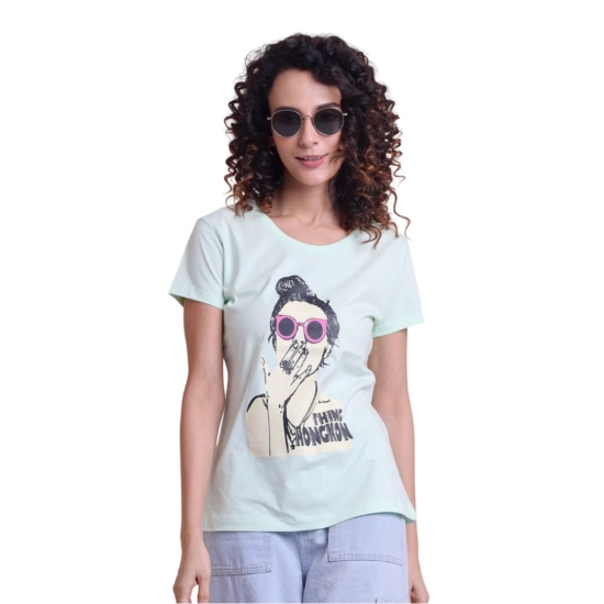 Generic Women's Casual Cotton Printed Half Sleeve Round Neck T-Shirt (Mint) Generic Women's Casual Cotton Printed Half Sleeve Round Neck T-Shirt (Mint)