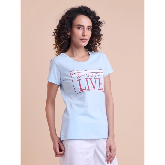 Generic Women's Casual Cotton Printed Half Sleeve Round Neck T-Shirt (Skyblue) Generic Women's Casual Cotton Printed Half Sleeve Round Neck T-Shirt (Skyblue)