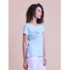 Generic Women's Casual Cotton Printed Half Sleeve Round Neck T-Shirt (Blue)