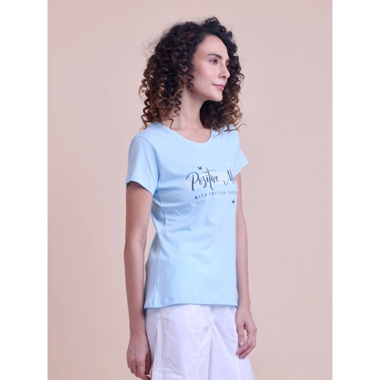 Generic Women's Casual Cotton Printed Half Sleeve Round Neck T-Shirt (Blue) Generic Women's Casual Cotton Printed Half Sleeve Round Neck T-Shirt (Blue)