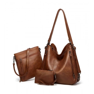 Generic Women's PU Leather Medium Shoulder Zipper Handbag (Brown)
