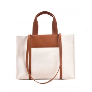 Generic Women's Canvas Medium Top handle Satchel Zipper Handbag (White) Generic Women's Canvas Medium Top handle Satchel Zipper Handbag (White)