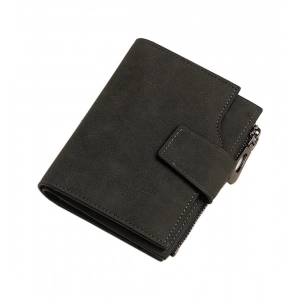 Generic Women's Vegan Leather Small Zipper Wallet (Black)