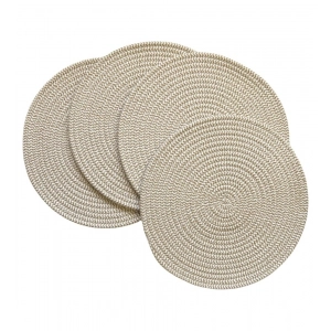 Generic Cotton Dining Table Round Placemat Mats Set of 4 (Beige White) Generic Cotton Dining Table Round Placemat Mats Set of 4 (Beige White)
