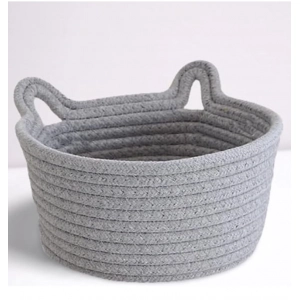 Generic Cotton Plain Cat Basket 9x5 Inch Pack of 1 (Grey)