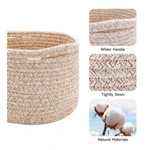 Generic Cotton Round Small Storage Basket 9x7 Inch Pack of 1 (Brown)