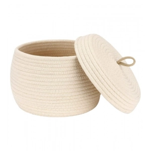 Generic Cotton Bear Shaped Storage Matka Basket With Lid Pack of 1 (Beige)