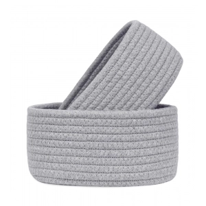 Generic Cotton Storage Rope Woven Baskets Pack of 2 (Grey)