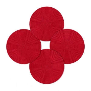 Generic Cotton Dining Table Round Placemat Mats Set of 4 (Red) Generic Cotton Dining Table Round Placemat Mats Set of 4 (Red)