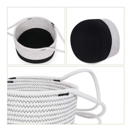 Generic Cotton Hanging Planter Flower Basket Pack of 1 (Black &amp; White)