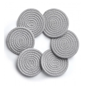 Generic Cotton Rope Drink Coasters 6 Pcs Set (Grey)