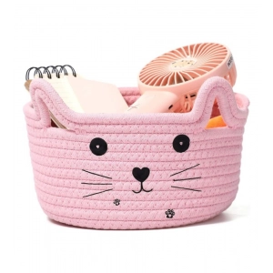 Generic Cotton Small Cat With Face Basket Pack of 1 (Pink)