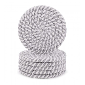 Generic Cotton Rope Drink Coasters 6 Pcs Set (Grey White)