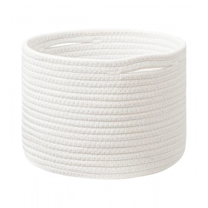 Generic Cotton Storage Rope Woven Baskets 9x7 Inch Pack of 1 (White)
