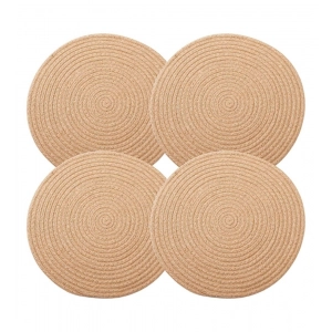 Generic Cotton Dining Table Round Placemat Mats Set of 4 (Beige) Generic Cotton Dining Table Round Placemat Mats Set of 4 (Beige)
