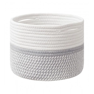 Generic Cotton Storage Rope Woven Baskets 9x7 Inch Pack of 1 (Grey)