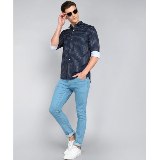 Generic Men's Casual Viscose Rayon Striped Full Sleeve Collar Shirt (Light Blue) Generic Men's Casual Viscose Rayon Striped Full Sleeve Collar Shirt (Light Blue)