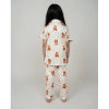 Generic Girl's Silk Bleand Printed Short Sleeve Night Suit Set (White)
