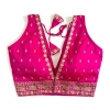 Generic Women's Silk Thread work V Neck Sleeve Less Readymade Blouse (Pink, Free Size)
