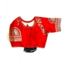 Generic Women's Shining silk Sequance Round Neck Short Sleeve Readymade Blouse (Red, Free Size)