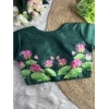 Generic Women's Silk Hand Work Round Neck Short Sleeve Readymade Blouse (Green, Free Size)
