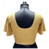 Generic Women's Lycra  Printed Round Neck Flared Sleeves Readymade Blouse (Yellow, Free Size)