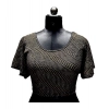Generic Women's Lycra  Printed Round Neck Flared Sleeves Readymade Blouse (Golden, Free Size)