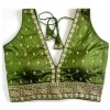 Generic Women's Silk Thread work V Neck Sleeve Less Readymade Blouse (Mehendi, Free Size)