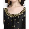 Generic Women's Phantom Silk Woven Round Neck Short Sleeve Readymade Blouse (Black, Free Size)
