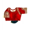 Generic Women's Shining silk Sequance Round Neck Short Sleeve Readymade Blouse (Maroon, Free Size)