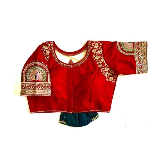 Generic Women's Shining silk Sequance Round Neck Short Sleeve Readymade Blouse (Maroon, Free Size) Generic Women's Shining silk Sequance Round Neck Short Sleeve Readymade Blouse (Maroon, Free Size)