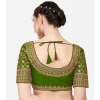 Generic Women's Silk Embroidery Coding Round Neck Short Sleeve Readymade Blouse (Light Green, Free Size)
