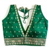 Generic Women's Silk Thread work V Neck Sleeve Less Readymade Blouse (Green, Free Size)