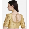 Generic Women's Phantom Silk Woven Round Neck Short Sleeve Readymade Blouse (Golden, Free Size)