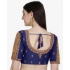 Generic Women's Phantom Silk Woven Round Neck Short Sleeve Readymade Blouse (Blue, Free Size)