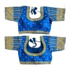 Generic Women's Phantom Silk Embroidery Round Neck Short Sleeve Readymade Blouse (Royal Blue, Free Size)