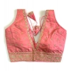 Generic Women's Silk Thread work V Neck Sleeve Less Readymade Blouse (Peach, Free Size)