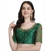 Generic Women's Phantom Silk Woven Round Neck Short Sleeve Readymade Blouse (Green, Free Size)