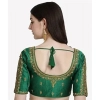 Generic Women's Phantom Silk Woven Round Neck Short Sleeve Readymade Blouse (Green, Free Size)