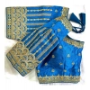 Generic Women's Phantom Silk Embroidery Round Neck Short Sleeve Readymade Blouse (Royal Blue, Free Size)