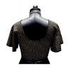 Generic Women's Lycra  Printed Round Neck Flared Sleeves Readymade Blouse (Golden, Free Size)