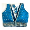 Generic Women's Silk Thread work V Neck Sleeve Less Readymade Blouse (Sky Blue, Free Size)