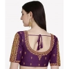 Generic Women's Phantom Silk Woven Round Neck Short Sleeve Readymade Blouse (Purple, Free Size)
