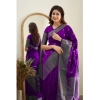 Generic Women's Banarasi Silk Woven Saree With Unstitched Blouse 5.5Mtr (Purple)