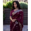 Generic Women's Cotton Printed Saree With Unstitched Blouse 5.5Mtr (Wine)
