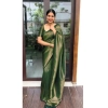 Generic Women's Banarasi Silk Woven Saree With Unstitched Blouse 5.5Mtr (Green)