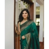 Generic Women's Banarasi Silk Woven Saree With Unstitched Blouse 5.5Mtr (Green)