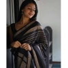 Generic Women's Banarasi Silk Woven Saree With Unstitched Blouse 5.5Mtr (Black)