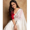 Generic Women's Cotton Printed Saree With Unstitched Blouse 5.5Mtr (White)