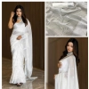Generic Women's Cotton Printed Saree With Unstitched Blouse 5.5Mtr (white)